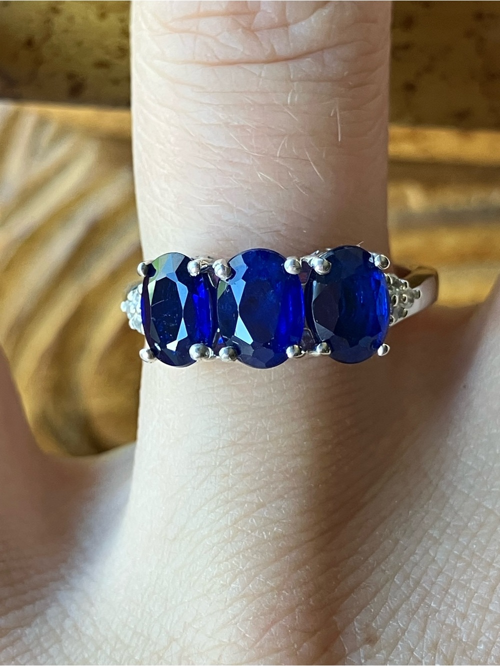 Genuine Blue Spinel Sterling Silver Ring Size 7
